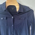 J Jill Wearever Collection Knit Shirt Jacket Button Front Top Navy Blue Medium Photo 1