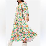 Traffic People Aurora L NWT White Multicolored Balloon Sleeve Floral Midi Dress Size L Photo 3