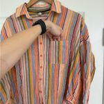 Anthropologie Pilcro Long Sleeve Stripe Button Down Oversized Shirt Blouse Multi Photo 5