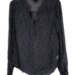 Paige  Floral V-neck 100% Silk Sheer Blouse Small Photo 0