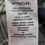 Vince Tartan Plaid Raw Hem Oversized Button Front Flannel Shirt Black Cream XS Photo 11