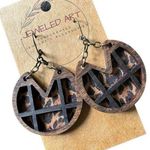 JEWELED ART Hand Painted Cheetah Pane Wood Earrings Rustic Farmhouse Leather Photo 0