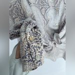 Splendid  Mackenzie Paisley-Print Button Tie Front Shirt Women's M White Sand L/S Photo 3