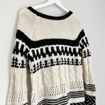 American Eagle Wool Cable Knit Fair Isle Knit Sweater Black White Size Medium Photo 3