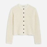 Madewell Natural Cream Open-Stitch Crewneck Button Down Sweater Size XS Photo 3