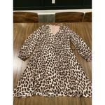 Elaine Turner  Leopard Long Sleeve tunic Swing knee length silk Dress V Neck S Photo 10