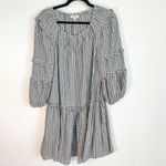 Max Studio B&W Gingham Check Peasant Babydoll Mini Dress Photo 9