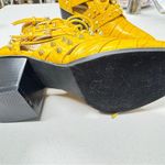 Cape Robbin  Faux Yellow Leather Studded Caged Ankle Boots Womens 6 Heels Moto Photo 2