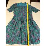 Vintage Phool Paisley Midi Dress Teal Purple Mock Neck Short Sleeve India M Green Size M Photo 2