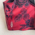 Free People Red Blue Floral V Neck Ashford Lose Control Workout Sports Bra Top Photo 8