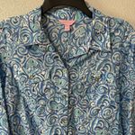 Lilly Pulitzer Women's Size 8 Blue Fish Cruiser Long Sleeve Button Up Shirt Photo 1