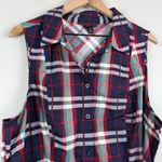Torrid Shirt Dress Women's 3XBlue Red Plaid Poplin Collared Tie-Waist Sleeveless Photo 2