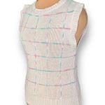 Vintage 90s Sweater Vest Neutral Knit Printed Crewneck Checkered Light Pink Size M Photo 2
