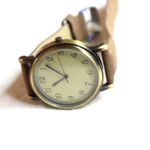Accutime Bronze Tone Quartz Brown Leather Band Unisex New Battery Watch Gold Photo 3