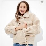 American Eagle |cream teddy bear jacket Sz M Photo 0