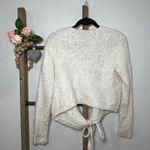 Lulus Long Sleeve Fuzzy Open Tie Front Cardigan White Size X Small Photo 4