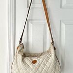 Fendi Vintage Cream White Quilted Faint Stripe Hobo Slouch Fabric Canvas Bag Photo 0