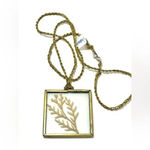 Artisan Glass and Crocheted Rope Handmade Shadowbox Necklace with Dried Fir Tree​​. Photo 4