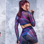 BADINKA Synth Wave Mesh Rave Set Purple Size XS Photo 3