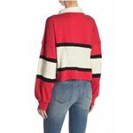 Free People  Party Polo Shirt Red Sequin Insets Sz Small Photo 1