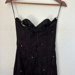 Vintage Black Lace Rhinestone Embellished Mermaid Style Strapless Formal Dress Size 10 Photo 7