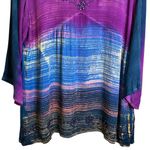 Greater Good‎ Purple Blue Colorful Beaded Tunic Bohi Hippie Festival L/XL Rayon Pink Size undefined Photo 2