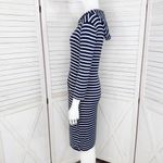 Heart & Hips Striped Nautical Hoodie T Shirt Midi Dress Blue White Medium Photo 1