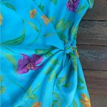 Vintage David Warren Bright Floral Wrap Dress ~ Size 6 💚🍄 Blue Photo 7