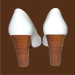 Stuart Weitzman  luxury brand white leather heels with peekaboo design! Photo 5