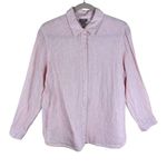 J. Jill 100% Linen Pink White Pinstriped Long Sleeve Collared Button Up Size M Size M Photo 0