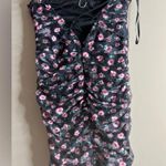 Angel Biba NWT lined black floral ruched body con dress size large Photo 4