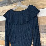 Free People  Crazy in Love Off the Shoulder Pullover Knit Sweater Black Photo 2