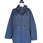 INTL Details Women's Black Hooded Packable Windbreaker Parka Jacket Size XXL Blue Photo 0