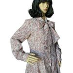 American Vintage Vintage Contima pink purple floral pop over dress with long pussybow size large Photo 3