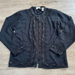 Jaclyn Smith Jaclyn‎ Smith Women's Cardigan Sweater Size Medium Black Beaded Photo 0