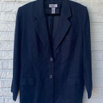 Bice Women's Blue Linen Blend Blazer Jacket Size 14 Long Notched Lapels Photo 0