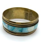 Vintage Handcrafted Brass with Blue Mother of Pearl Gold Photo 1