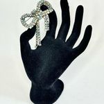 80’s Vintage Blue Rhinestone Cascading Bow Brooch Photo 0