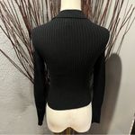Aerie 🍒 BLACK RIBBED COLLARED V-NECK CARDIGAN SWEATER SIZE SMALL🌺 Photo 2