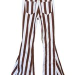 Bestto Show Stopper Full Size Run Striped Flare Leg Jeans in Cream/Rust Brown Photo 12