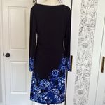 LRL rouched side boat neck floral dress Black Size 12 Photo 9