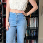 Cropped Cable Knit Cream Sleeveless Sweater Size Large Photo 0