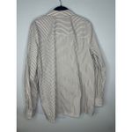 Lafayette 148 New York Button Up Striped Shirt Large Sparkle Gray Silver Holiday White Photo 2