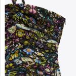 ZARA  Halter Tie Smocked Ruched Strapless Bodycon Floral Mini Dress Size Small Photo 2