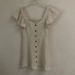 ZARA  button up ruffle sleeve linen blend *belted cream A-line mini dress S Photo 7