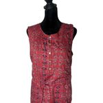 Lucky Brand  Floral Red‎ Dress Size L Drawstring Sleeveless BOHO Folk Festival Photo 2