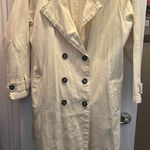 Forever 21 Cream Trench Coat with Brown Buttons | Size Large Photo 0