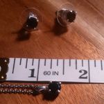 Thai Black Spinel Sterling Silver Stud Earrings, Pendant Stainless Steel Chain Photo 2