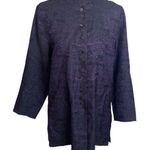 Chico's Chico’s oriental style shimmer printed mandarin collar Kaftan shirt jacket sz 8 Photo 0