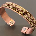 Pure Copper Two Tone Magnetic Bracelet Energy Cuff Bangle Photo 3